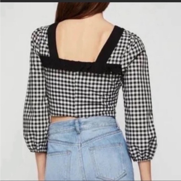 Bcbgeneration Gingham M Crop Top black white top - Picture 5 of 16